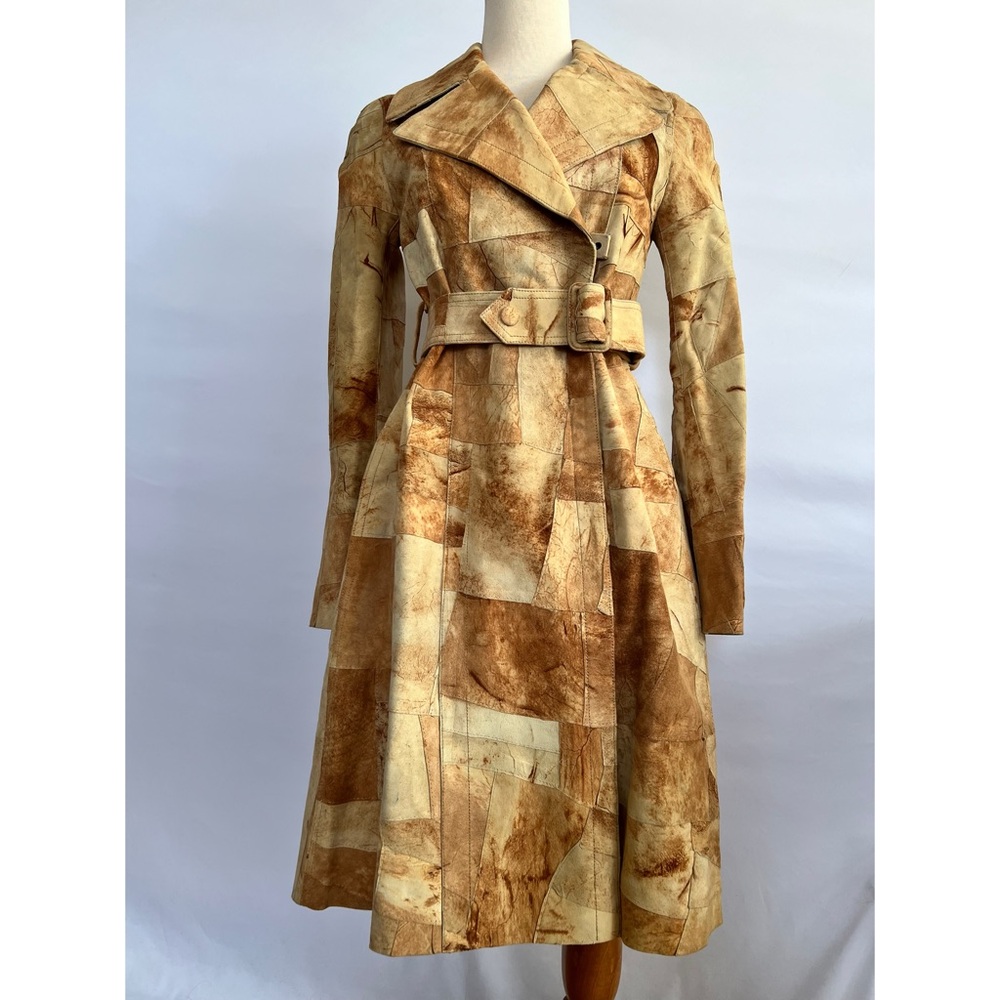 Calvin Klein Collection Leather Patchwork Trench Coat